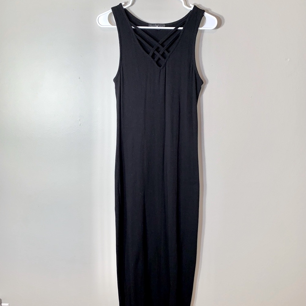Black Cotton Maxi Dress - Large
